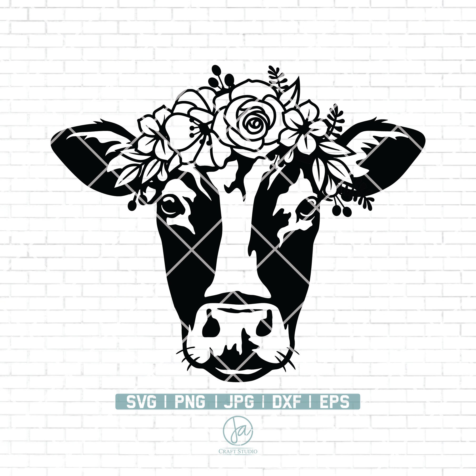 Download Cow with Flower Crown SVG Cow Svg file Cow cut file | Etsy