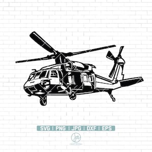 Helicóptero Black Hawk SVG | Helicóptero Svg | Chopper Svg | Clipart de helicóptero | Exército Militar Svg | Arquivos SVG para Cricut e Silhouette