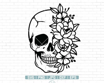 Teschio floreale Svg / Teschio Svg / Teschio Fiore Svg / ClipArt Teschio Fiore / Teschio Zucchero Svg / Teschio Vettore /Teschio Fiore Corona /Teschio Cutfiles