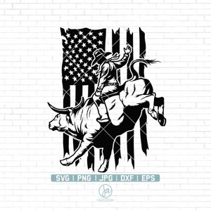 Rodeo Svg | Bull Rider Svg | Ranch Western Country Farm | Cowboy Svg | Bull Riding Svg | Cricut & Silhouette | American Flag Svg | Png Dxf