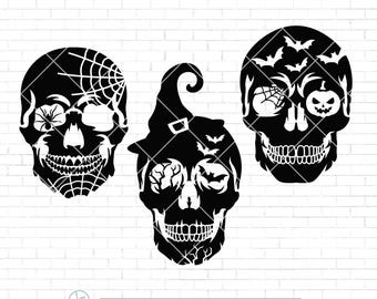 Skull Halloween svg, Halloween shirt svg , Spooky Haunted hallows eve Creepy SVG files for Cricut, Spooky Season Svg, Sublimation Designs
