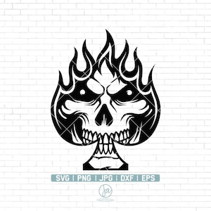 Pocket Azen Schedel SVG | Schedel Svg | Speelkaarten Svg | Skelet Svg | Vlammende kaart Svg | Schedel CLipart | Skull Svg Bestanden voor Cricut | Png