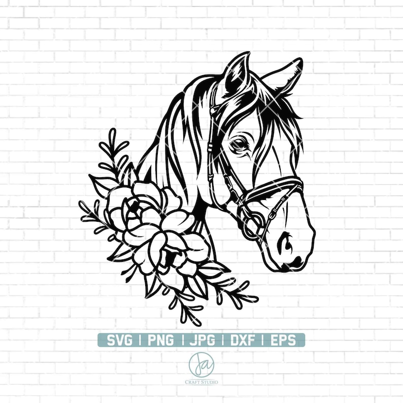Horse SVG File Floral Horse Svg Horse With Flowers SVG Etsy