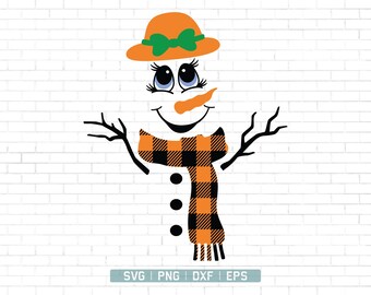 Pupazzo di neve SVG / Natale Svg / Cute Snowman Svg / Camicia di Natale / Ragazzo pupazzo di neve con fiocco / Ciglia svg / Clipart pupazzo di neve / Png Dxf Jpg Eps