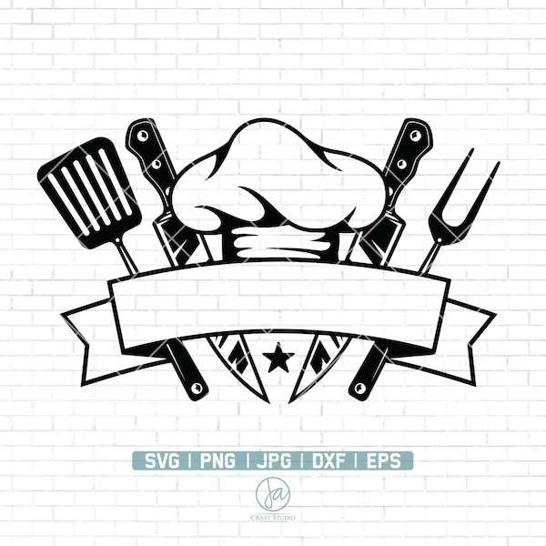 Chef Logo SVG | Chef Tools Svg | Chef Svg | Restaurant Logo SVG | Cook Svg | Chef Clipart | Chef Svg Files for Cricut | Dxf Png Jpg Eps