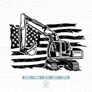 Us Excavator Svg | Construction Svg | Heavy Equipment Svg | Excavator Clipart | Pipeliner Svg | Excavator Files for Cricut | Png Dxf Jpg Eps