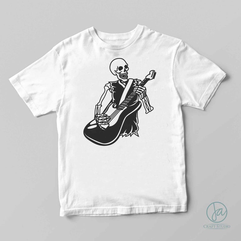 Punk Rocker Skeleton Vector Guitarist Skeleton SVG | Punk Rock SVG | Guitar SVG | Death Heavy Metal ...