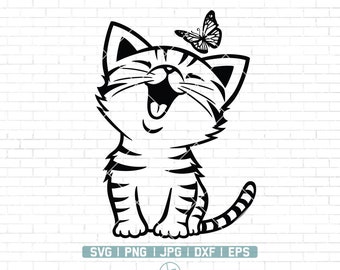 Süße Katze SVG | Neugieriges Kätzchen Clipart | Katze | Katze Clipart | Spähendes Gesicht Tiervektor | Süße Katze geschnitten Dateien für Cricut | Datei: Png, Dxf, Eps