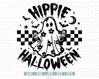 Halloween Svg | Hippie Halloween Svg | Halloween Shirt | Retro Halloween Svg | Fall Svg | Spooky Svg | Ghost Svg | Clipart | Png Dxf Eps