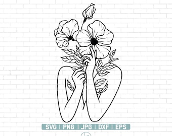 Floral Woman SVG | Floral Body SVG | Floral Woman Clipart | Floral Bouquet SVG | Floral Woman Svg File for Cricut and Silhouette | Png Dxf