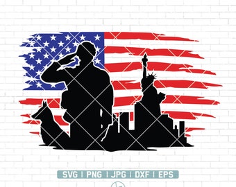 US Soldier SVG | Veteran Soldier svg | Military svg | Military Soldiers with Flag Svg | US flag svg | Veteran's Day Svg | Soldier Cut File
