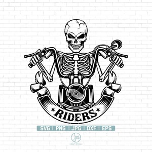 Skull Biker Svg | Motorfiets Svg | Biker Clipart | Motor Svg | Schedel Svg | Biker Svg | Cricut & Silhouet | Afdrukbare | Png Dxf Jpg Eps
