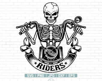 Skull Biker Svg | Motorcycle Svg | Clipart Biker | Motorbike Svg | Skull Svg | Biker Svg | Cricut i sylwetka | Do druku | Png Dxf Jpg Eps