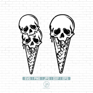 Eis totenköpfe SVG | Eissvg | I Scream Summer Svg | Totenkopf Svg | Halloween Svg | Cricut & Silhouette | Druckbare | Png Dxf Jpg Eps