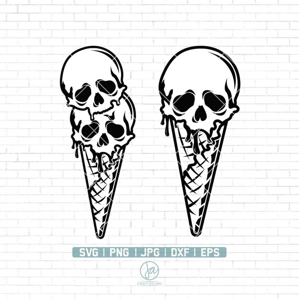 Ice Cream Skulls SVG | Ice Cream Svg | I Scream Summer Svg | Skull Svg | halloween Svg | Cricut & Silhouette | Printable | Png Dxf Jpg Eps