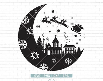 Christmas Scene Svg File / Christmas Svg / Christmas Village Svg / Santas Sleigh / Christmas Santa Svg / Cricut file / Silhouette / Png Dxf