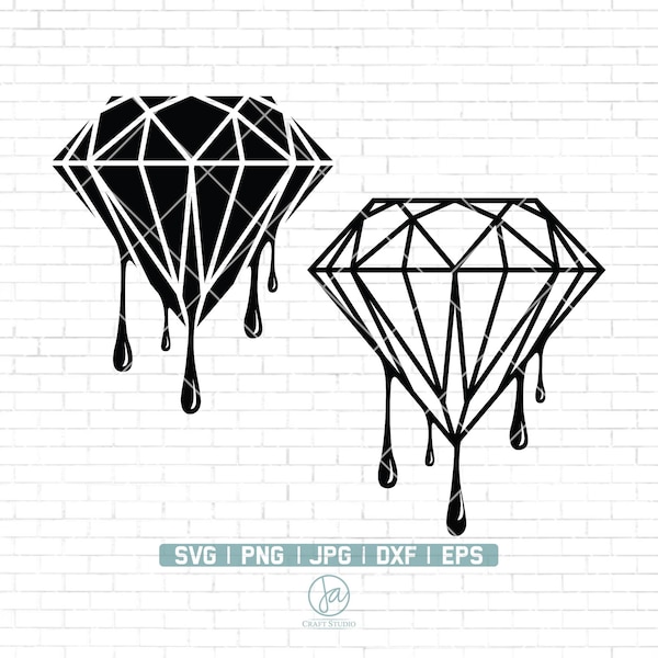 Druipende Diamond Svg | Crystal Svg | Edelsteen Clipart | Diamond Clipart | Melanine Drip Svg | Svg-bestanden voor Cricut en Silhouette