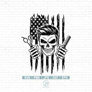 US Barber Skull Svg | US Barber Svg | Barber Shirt | Barber Clipart | Barber Sharp | Barber Png | Barber Skull Illustration |Barber Cut File