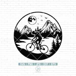 MOUNTAIN BIKE SVG | Mtb Svg | Mountain Bike Scene Svg | Mountain Bike on trail Clipart | Mountain Bike Svg Cut Files For Cricut |Png Dxf Eps