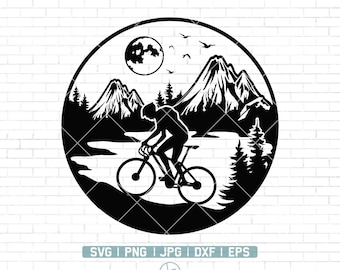 MOUNTAIN BIKE SVG | Mtb Svg | Mountain Bike Scene Svg | Mountain Bike on trail Clipart | Mountain Bike Svg Cut Files For Cricut |Png Dxf Eps