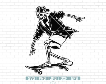 Skelet skateboarden SVG | Skelet Svg | Dood schedel skateboard SVG | Skater Skate Rit Trucs | Skateboarden Svg | Dxf Png Eps Ai