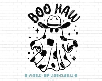 Boo haw SVG PNG / Cowboy Ghost Svg / Halloween Svg / Western Ghost Svg / Funny Halloween Shirt Svg / Cowboy Hat Svg / Halloween Cowgirl