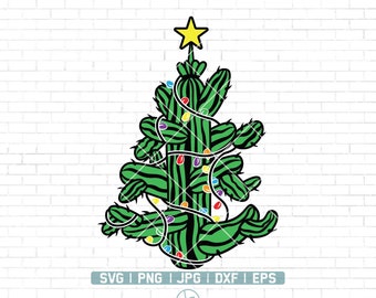 Christmas Tree Svg | Christmas Svg | Christmas Cactus Svg | Cactus Svg | Christmas Lights Svg | Christmas Shirt | Clipart Vector Png Dxf Eps
