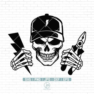 Electrician svg | Electrician Lineman Skull svg | Skull Svg | Lineman svg | Lineman Dad svg | Electrician png | Skull Png | Png Dxf Jpg Eps