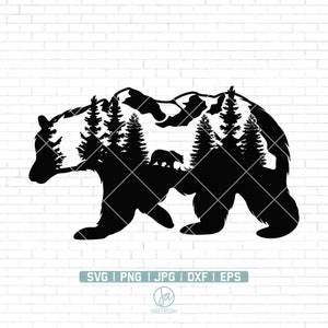 Bear Svg | Wilderness Svg | Camping Svg |  Grizzly Bear Svg | Forest Svg | Nature Svg | Camping Cut File | Cricut & Silhouette | Png Dxf Eps