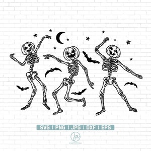Dancing Skeleton PNG SVG | Halloween Dancing Skeleton Svg | Skeletons Dancing Svg | Dancing Halloween Svg | Skeletons Svg | Png Dxf Jpg Eps