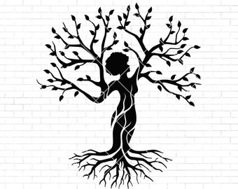 Afro Woman Tree SVG | Women Empowerment SVG | mother nature SVG | Tree With Roots | Cricut Silhouette Cutting File | Printable Clipart