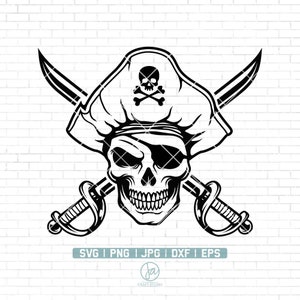 Pirate Skull Svg | Pirate SVG | Skull Svg | Pirate Clipart | Pirate Cut  Files For Silhouette | Pirate Vector | Png Dxf Jpg Eps