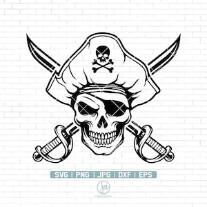 Pirate Skull Svg | Pirate SVG | Skull Svg | Pirate Clipart | Pirate Cut  Files For Silhouette | Pirate Vector | Png Dxf Jpg Eps