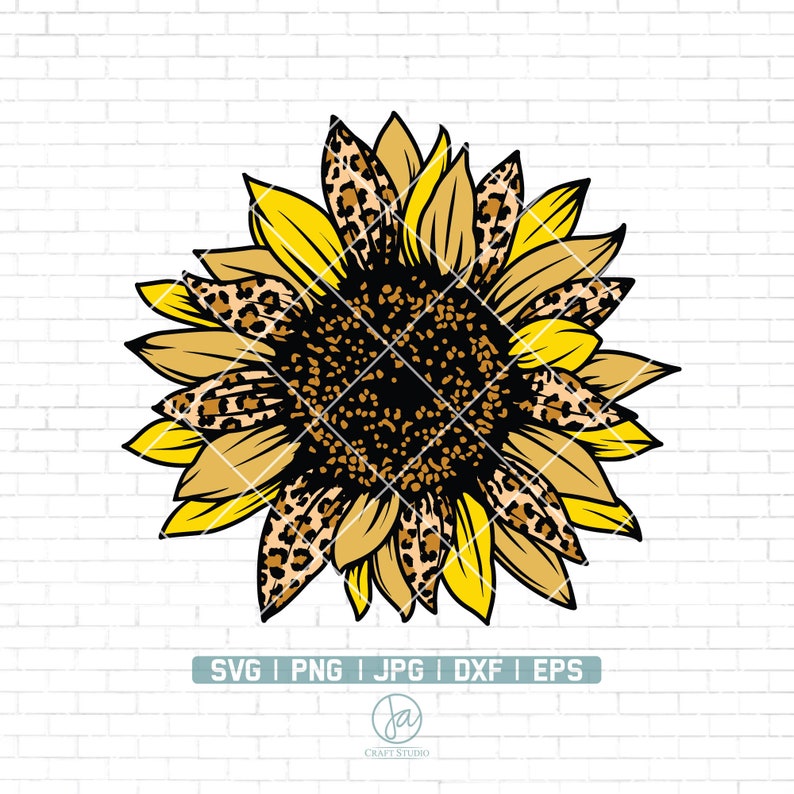 Puede incluir: Un girasol amarillo con un estampado de leopardo. El girasol est&aacute; en plena floraci&oacute;n con un gran centro y muchos p&eacute;talos.