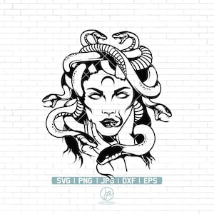 Medusa SVG | Medusa Mythological Creature | Woman snake head svg | Gorgona svg | Medusa gorgon svg | Cricut & Silhouette | Png Dxf Jpg Eps
