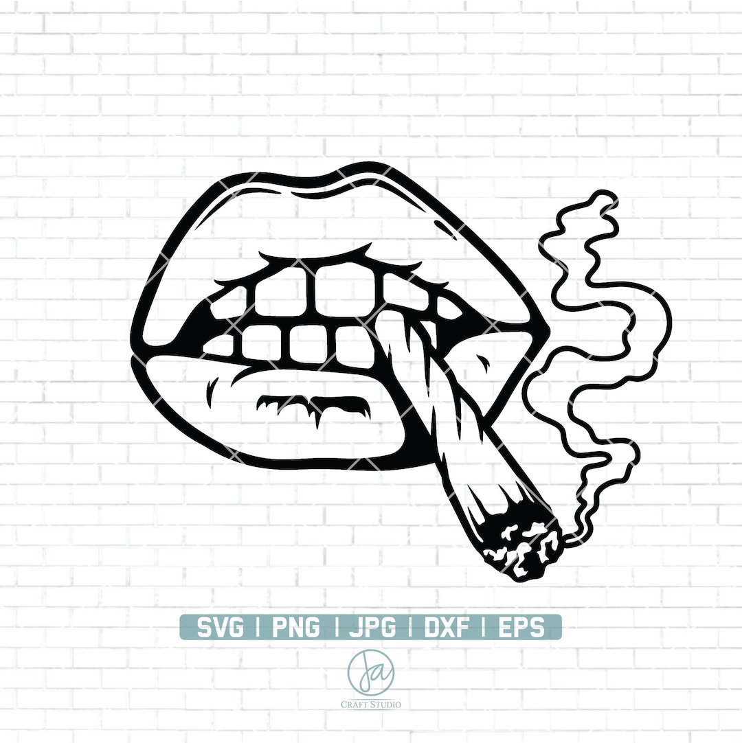 Sexy Lips Smoking Joint SVG File Smoking Weed Svg Smoking Joint Svg