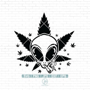 Alien Smoking Joint Svg | Alien Smoking Weed svg | Smoking Marijuana svg | Smoking Cannabis Shirt svg | High as the Moon svg | Alien svg