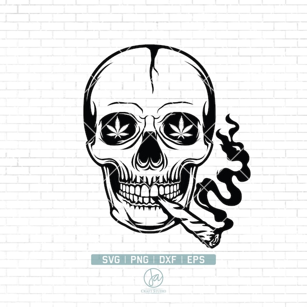 Skull Smoking weed Svg | Skull Svg | Skull Smoking joint Svg | Skull Smoking Cannabis Svg | Weed Svg | Skull Svg for Cricut and SIlhouette