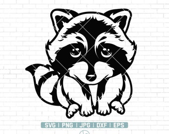 Raccoon Png Svg, Cute Raccoon Svg, Baby Raccoon Svg, Animal Raccoon Svg, Vector Raccoon, Raccoon Clipart, Glowforce, Laser Cut File, Png Dxf