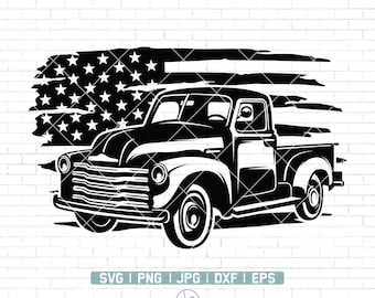 US Vintage Truck SVG File | Farm Truck SVG | Pickup Truck Svg | Retro Car Svg | Cricut Cutting Files | Svg Files for Cricut and Silhouette
