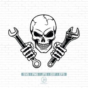 Skull Mechanic Svg | Mechanic Logo | Patriotic Skull Svg | Skull Mechanic Svg | Wrenches Svg | Skull Svg | Mechanic Skull Png | Cutting File