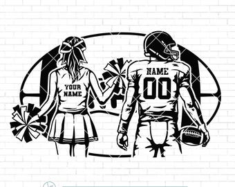 Football Player Svg | Cheerleader Svg | Football Name Svg | Cheer Dance Svg | Football Shirt | Football Season | Cheer Clipart | Png Dxf Eps
