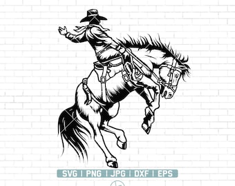 Rodeo Svg | Cowboy Svg | Western Cowboy Riding Horse svg | Rodeo Cowboy Svg | Horse Svg | Rodeo Png | Cricut & Silhouette | Png Dxf Jpg Eps