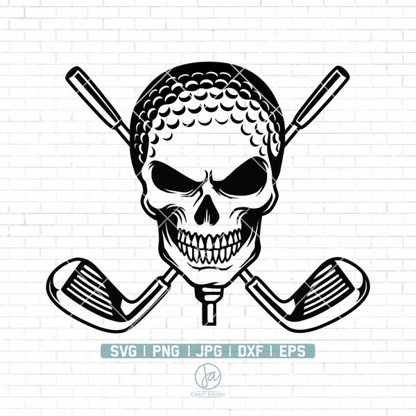 Golf Skull Svg | Golf Logo Svg | Skull Svg | Golf Svg | Golf Clipart | Golf Master Svg | Skull Golf Svg | Golf Mom Svg | Png Dxf Jpg Eps
