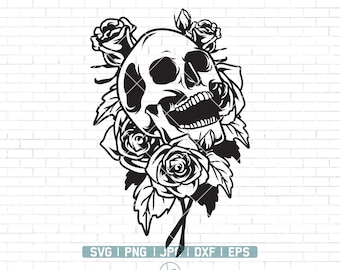 Skull Svg File | Flower Skull svg | Skull Clipart | Floral Skull Svg | Skull Flower Svg | Skull Roses Svg | Sugar Skull Svg | Skull Cut File