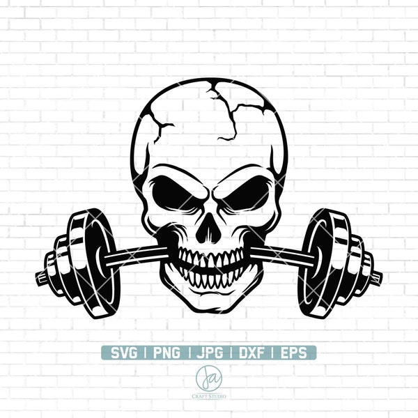 Skull Barber Svg | Skull Fitness Svg | Skull Svg | Barbell Gym Svg | Skeleton Gym Svg | Cute Funny Gym Svg | Clipart | Vector | Png Dxf Eps