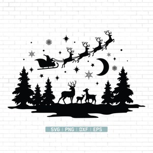 Winter-Szene-Svg-Datei | Weihnachtsszene geschnitten Datei | Weihnachtsmann SVG | Rentier | Weihnachten Santa SVG | Weihnachts-Svg-Schnitt-Dateien für Cricut