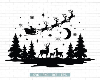 Winter Scene Svg File | Christmas Scene Svg | Santa Claus Svg | Reindeer Svg | Christmas Santa Svg | Christmas Svg Cut Files for Cricut