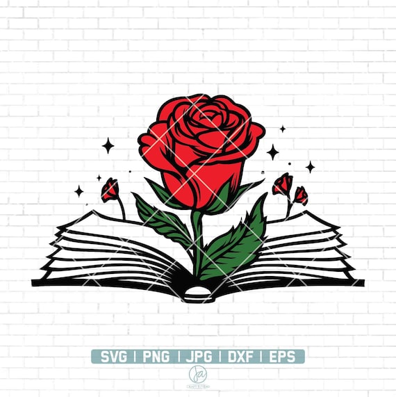 Book With Roses SVG, Floral Book Svg, Roses Svg, Book With Rose