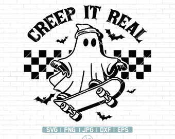 Creep It Real svg | Creep It Real PNG | Halloween Skateboard | Ghost Svg | Boy SVG | Halloween Svg | Halloween shirt svg | Clipart Png Dxf